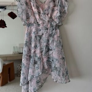 Floral Pink and Gray Women's Dress